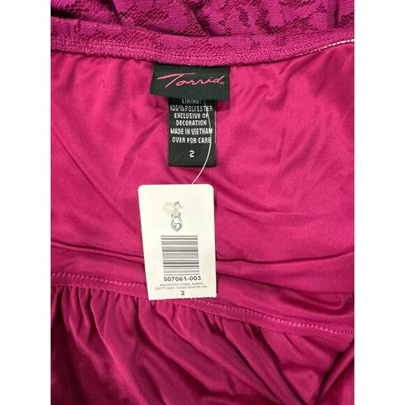 NWT Torrid Bright Pink Double Layer Cami Lace Inset Plus Size 2 (US 2X) Romantic - Picture 6 of 8